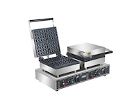 Horeca-apparatuur - professioneel elektrisch wafelijzer double 4x4 - kwb-2s - broodrooster en broodroostermachine (3x) - afbeelding 1 van  4
