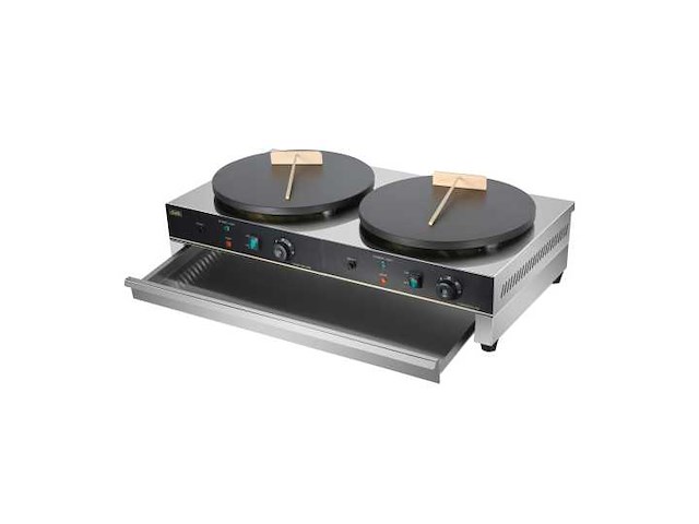 Horeca apparatuur - professionele dubbele elektrische crêpemaker - gdcm02 - dubbele professionele elektrische crêpemaker - crêpemaker - afbeelding 1 van  4