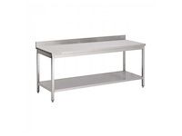 Horeca-materiaal - roestvrijstalen tafel met onderplank en achterwand 2000 x 700mm - werktafel (3x) - afbeelding 1 van  3