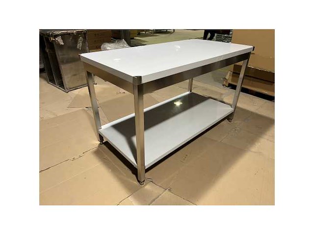 Horeca-materiaal - roestvrijstalen tafel met subplank 700 x 700mm - werktafel - afbeelding 2 van  4