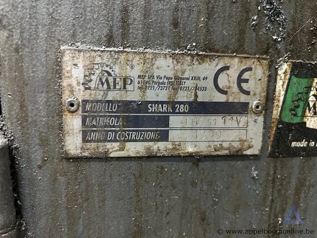 Horizontale beugelzaagmachine mep shark 280, bouwjaar 1999. voorzien van een vermogen van 1,9 kw en een aansluiting van 400 v, 3 fasen. - afbeelding 4 van  4