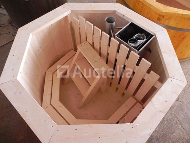 Hot tub - sparrenhout - inclusief houten cover interne kachel 190cm - afbeelding 4 van  9