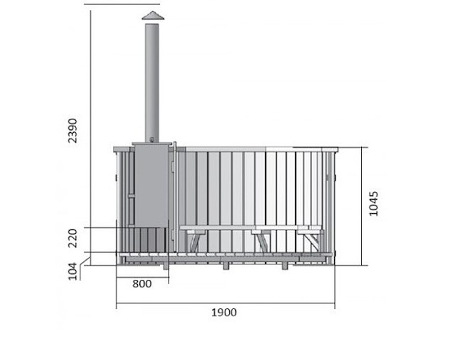 Hot tub - sparrenhout - inclusief houten cover, interne kachel 190cm - afbeelding 6 van  9