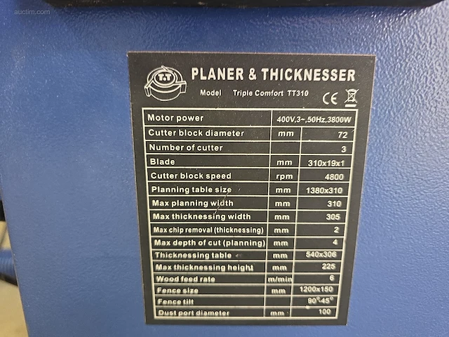 Hout schaafmachine planer & thicknesser tt310 - afbeelding 2 van  3