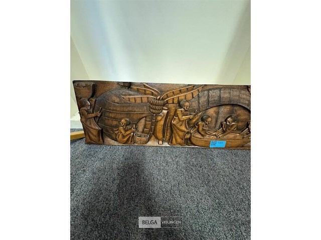 Houten afrikaans reliëfpaneel (snijwerk) - afbeelding 2 van  3