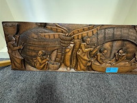 Houten afrikaans reliëfpaneel (snijwerk) - afbeelding 2 van  3