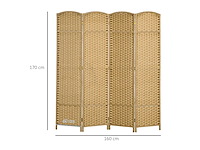 Houten binnenkamerverdeler, 4 panelen 160 x 170 cm, opvouwbare kamerdeler voor de woonkamer - afbeelding 3 van  5
