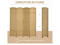 Houten binnenkamerverdeler, 4 panelen 160 x 170 cm, opvouwbare kamerdeler voor de woonkamer - afbeelding 5 van  5
