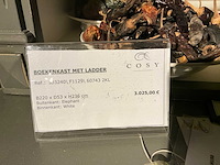 Houten boekenkast met ladder - afbeelding 3 van  3