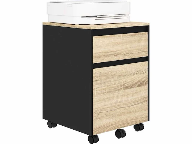 Houten bureau archiefkast - 2 lades - 4 gieten - licht eikenhout - afbeelding 1 van  5
