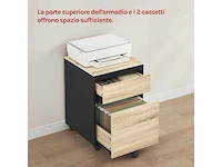 Houten bureau archiefkast - 2 lades - 4 gieten - licht eikenhout - afbeelding 3 van  5