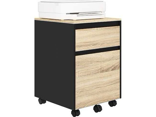 Houten bureau archiefkast - 2 lades - 4 gieten - licht eikenhout - afbeelding 5 van  5