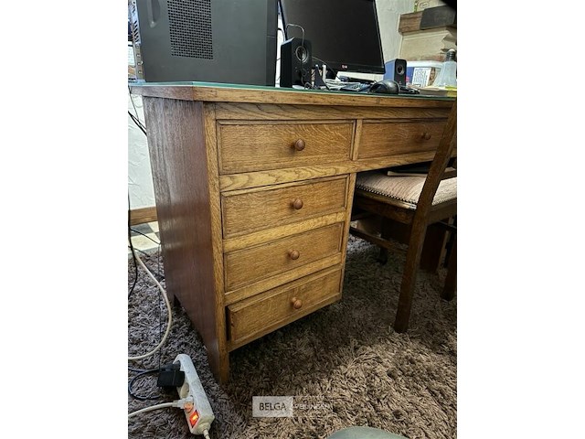 Houten bureel l115xb55xh78 cm (zonder inhoud) - afbeelding 1 van  3