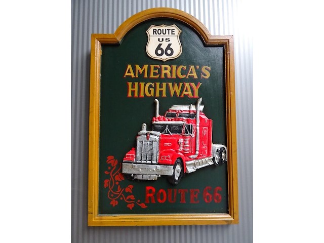 Houten decoratief bord america's highway - afbeelding 1 van  1