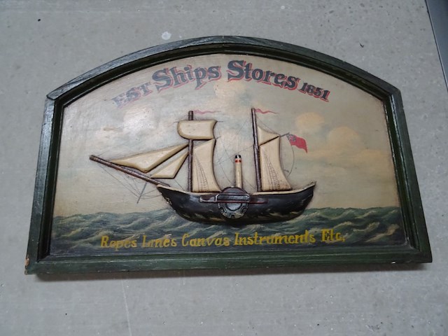 Houten decoratief bord est ships stores 1851 - afbeelding 1 van  1