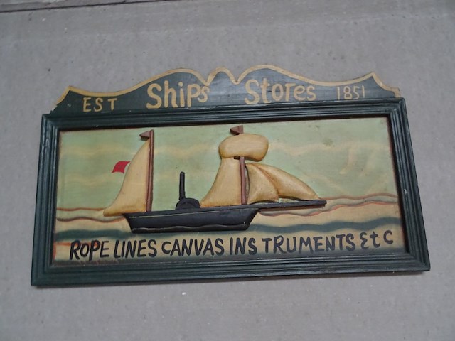 Houten decoratief bord est ships stores 1851 - afbeelding 1 van  1