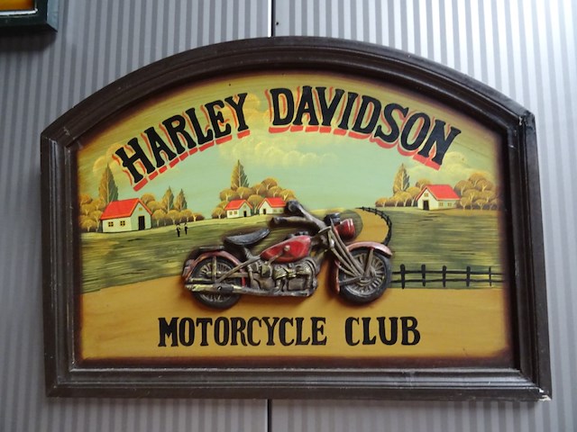 Houten decoratief bord harley davidson - afbeelding 1 van  1