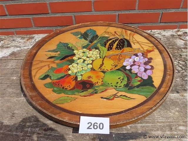 Houten draaiplateau fruitdecor - afbeelding 1 van  3