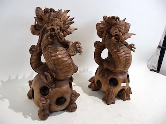 Houten drakenbeeld (x2) - afbeelding 2 van  6