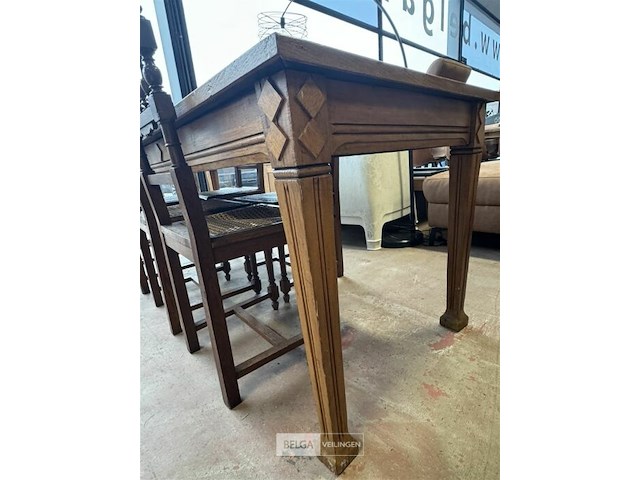 Houten eettafel met 5 rieten stoelen - afbeelding 6 van  6