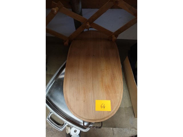 Houten en inox schotel en kapstok - afbeelding 2 van  4