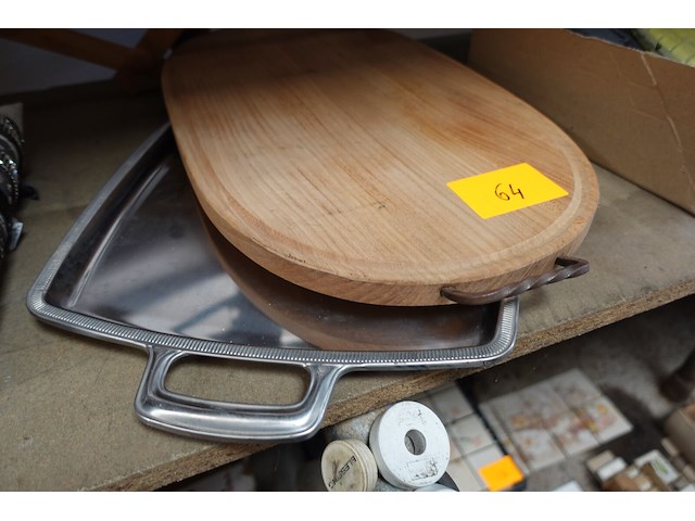 Houten en inox schotel en kapstok - afbeelding 4 van  4