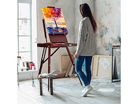 Houten ezelkoffer, 35 stukken, penselen, mengpalet, doek, acryl- en olieverf, bruin - afbeelding 3 van  10