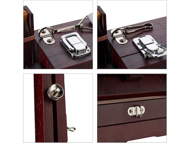 Houten ezelkoffer, 35 stukken, penselen, mengpalet, doek, acryl- en olieverf, bruin - afbeelding 8 van  10