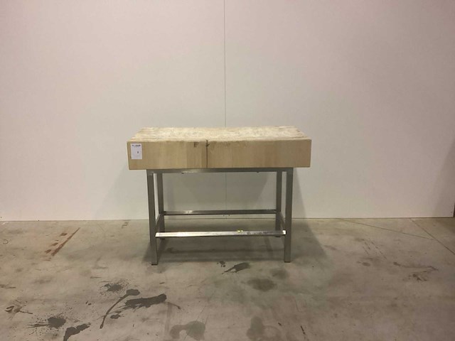 Houten hakblok + inox onderstel - afbeelding 1 van  5