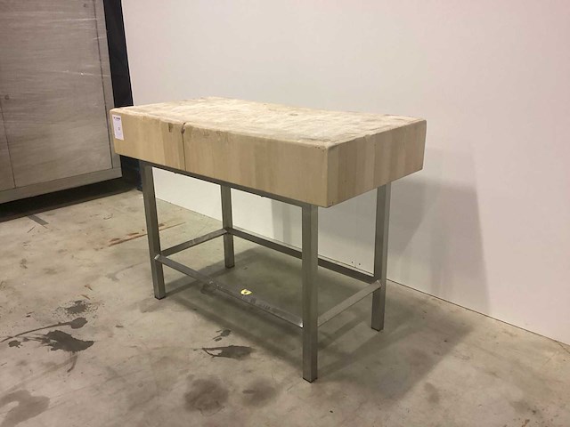 Houten hakblok + inox onderstel - afbeelding 3 van  5
