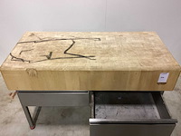 Houten hakblok op inox onderstel met lades - various meat processing - afbeelding 3 van  6