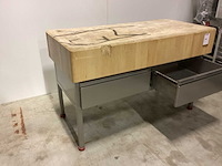 Houten hakblok op inox onderstel met lades - various meat processing - afbeelding 4 van  6