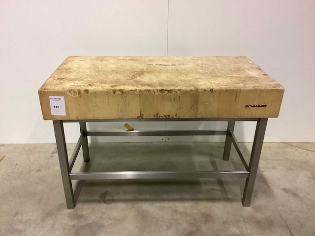 Houten hakblok op inox onderstel overige vleesverwerking - afbeelding 1 van  4