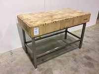 Houten hakblok op inox onderstel overige vleesverwerking - afbeelding 2 van  4