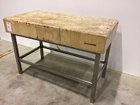 Houten hakblok op inox onderstel overige vleesverwerking - afbeelding 3 van  4