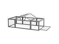 Houten hok voor grote konijnen, buitenverblijf met afsluitbare deuren - grijs - afbeelding 2 van  7