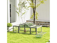 Houten hok voor grote konijnen, buitenverblijf met afsluitbare deuren - grijs - afbeelding 3 van  7