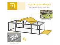 Houten hok voor grote konijnen, buitenverblijf met afsluitbare deuren - grijs - afbeelding 6 van  7