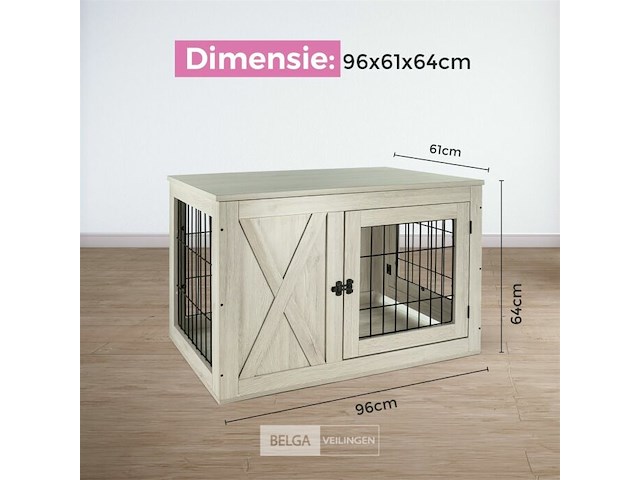 Houten hondenbench 96x61x64cm - afbeelding 3 van  5