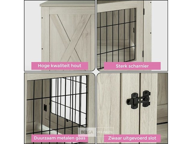 Houten hondenbench 96x61x64cm - afbeelding 4 van  5