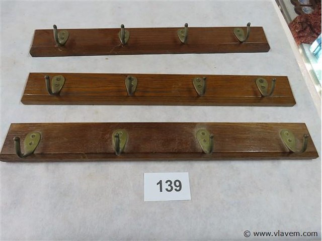 Houten kapstokjes 3 stuks - afbeelding 1 van  3