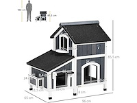 Houten kattenhuis met bloempot, ramen, meerdere ingangen - afbeelding 8 van  11