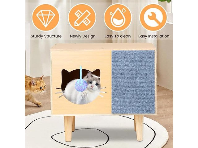 Houten kattenhuisje - afbeelding 4 van  5