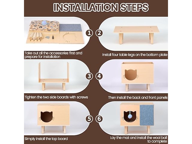 Houten kattenhuisje - afbeelding 5 van  5