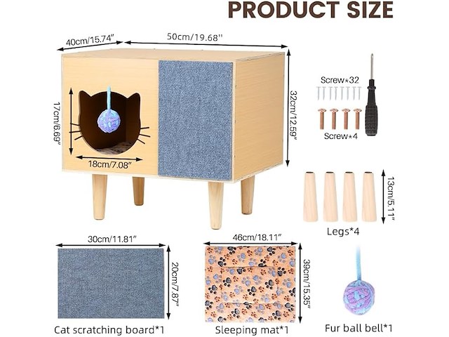 Houten kattenhuisje - afbeelding 3 van  5