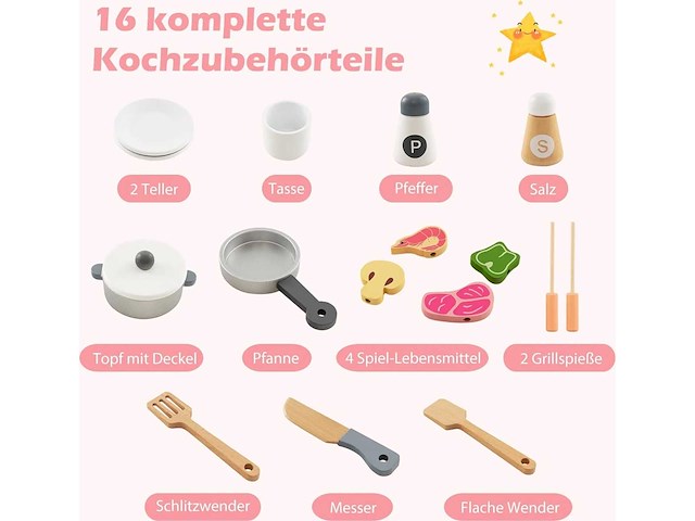 Houten kinderkeuken, speelkeuken met afzuigkap - afbeelding 1 van  1