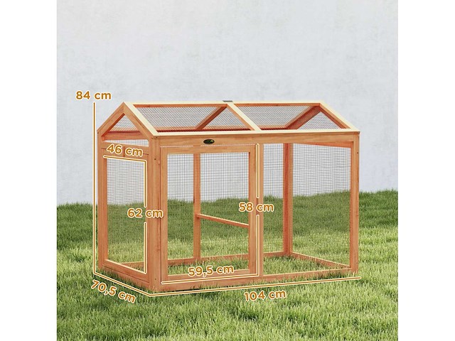 Houten kippenhok met zitstok en dubbele deuren, modulair tuinkippenhok 104 x 70,5 x 84 cm - afbeelding 3 van  5