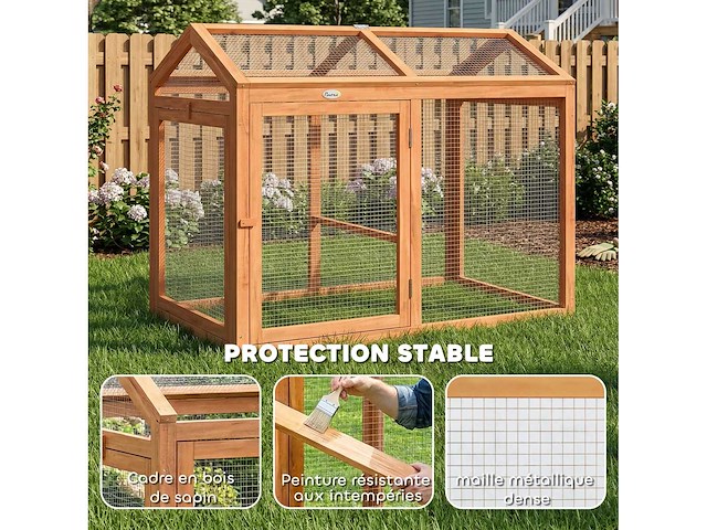 Houten kippenhok met zitstok en dubbele deuren, modulair tuinkippenhok 104 x 70,5 x 84 cm - afbeelding 4 van  5