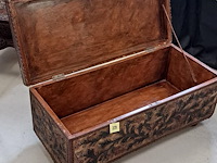 Houten koffer met leder bekleed - afbeelding 1 van  2