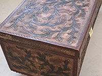 Houten koffer met leder bekleed - afbeelding 2 van  2